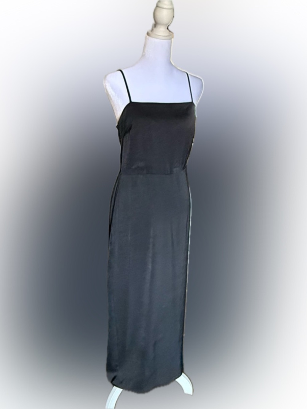 A New Day Black Midi/Maxi Slip Dress NWOT Adjustable Straps Size S